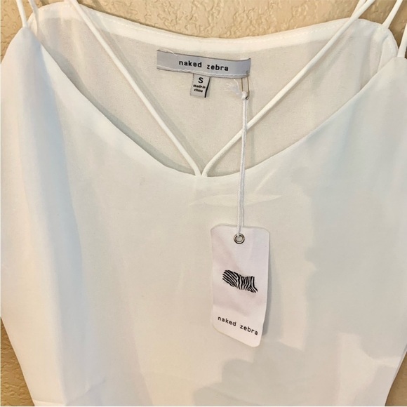 NWT Dressy Tank Small Naked Zebra Boutique brand White Double Strap Lined Sexy - Picture 7 of 10